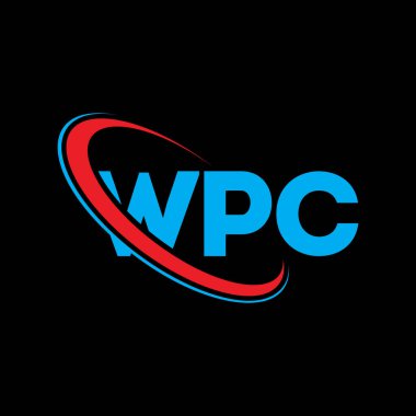 WPC logosu. WPC mektubu. WPC mektup logosu tasarımı. Çember ve büyük harfli monogram logosuna bağlı baş harfler WPC logosu. Teknoloji, iş ve emlak markası için WPC tipografisi.