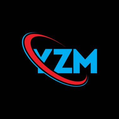 YZM logosu. YZM harfi. YZM harf logosu tasarımı. Çember ve büyük harfli monogram logosuna bağlı baş harfler YZM logosu. Teknoloji, iş ve emlak markası için YZM tipografisi.