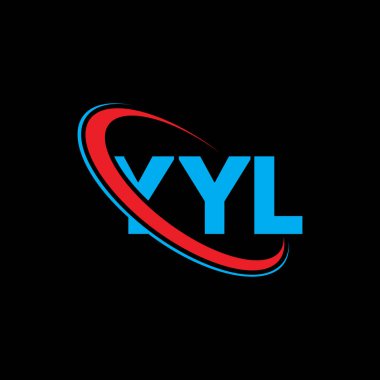 YYL logosu. YYL mektubu. YYL harf logosu tasarımı. Çember ve büyük harfli monogram logosuyla birleştirilmiş YYL logosu. Teknoloji, iş ve emlak markası için YYL tipografisi.