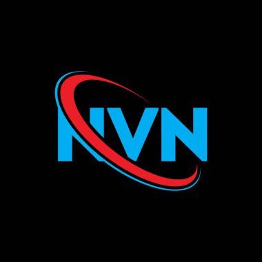 NVN logosu. NVN mektubu. NVN harf logosu tasarımı. Çember ve büyük harfli monogram logosuna bağlı baş harfler NVN logosu. Teknoloji, iş ve emlak markası için NVN tipografisi.