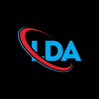 LDA logosu. LDA mektubu. LDA mektup logosu tasarımı. Çember ve büyük harfli monogram logosuna bağlı ilk LDA logosu. Teknoloji, iş ve emlak markası için LDA tipografisi.