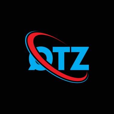 QTZ logosu. QTZ harfi. QTZ harf logosu tasarımı. Çember ve büyük harfli monogram logosuna bağlı baş harfler QTZ logosu. Teknoloji, iş ve emlak markası için QTZ tipografisi.