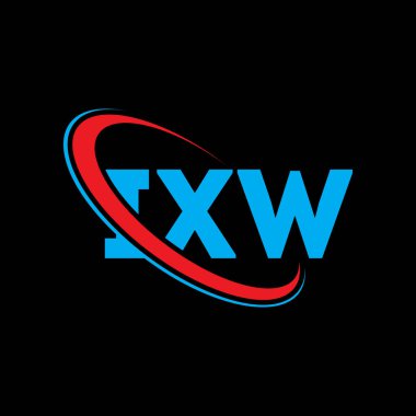 IXW logosu. IXW mektubu. IXW harf logosu tasarımı. Daireye ve büyük harfli monogram logosuna bağlı ilk IXW logosu. Teknoloji, iş ve emlak markası için IXW tipografisi.