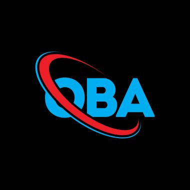 OBA logosu. OBA mektubu. OBA mektup logosu tasarımı. Çember ve büyük harfli monogram logosuna bağlı OBA logosu. Teknoloji, iş ve emlak markası için OBA tipografisi.