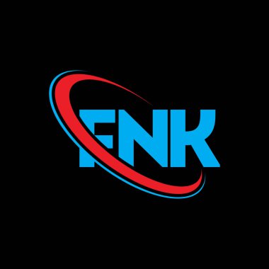 FNK logosu. FNK mektubu. FNK mektup logosu tasarımı. Çember ve büyük harfli monogram logosuna bağlı FNK logosu. Teknoloji, iş ve emlak markası için FNK tipografisi.
