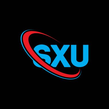 SXU logosu. SXU mektubu. SXU harf logosu tasarımı. Çember ve büyük harfli monogram logosuyla birleştirilmiş SXU logosu. Teknoloji, iş ve emlak markası için SXU tipografisi.