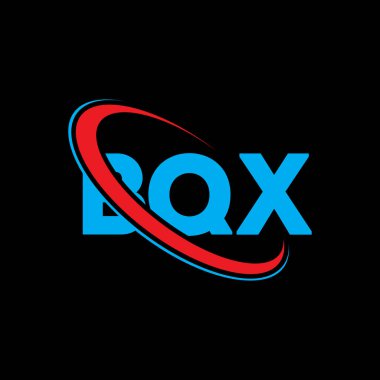 BQX logosu. BQX mektubu. BQX harfli logo tasarımı. Çember ve büyük harfli monogram logosuna bağlı baş harfler. Teknoloji, iş ve emlak markası için BQX tipografisi.
