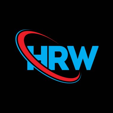 HRW logosu. HRW mektubu. HRW harf logosu tasarımı. Çember ve büyük harfli monogram logosuna bağlı HRW logosu. Teknoloji, iş ve emlak markası için HRW tipografisi.