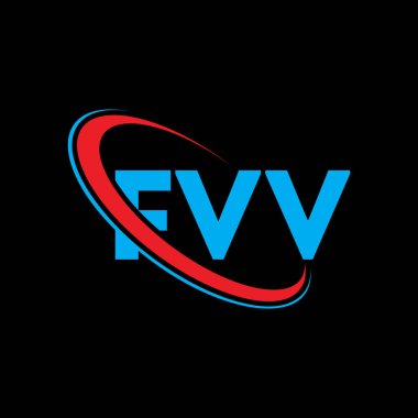 FVV logosu. FVV mektubu. FVV harf logosu tasarımı. Çember ve büyük harfli monogram logosuna bağlı FVV logosu. Teknoloji, iş ve emlak markası için FVV tipografisi.