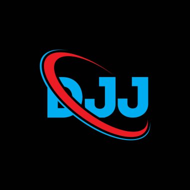 DJ logosu. DJ 'in mektubu. DJ mektup logosu tasarımı. Daire ve büyük harfli monogram logosuna bağlı DJJ logosu. Teknoloji, iş ve gayrimenkul markası için DJ tipografisi.