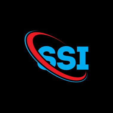 SSI logosu. SSI mektubu. SSI harfi logo tasarımı. Çember ve büyük harfli monogram logosuna bağlı baş harfler SSI logosu. Teknoloji, iş ve emlak markası için SSI tipografisi.