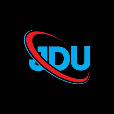 JDU logosu. JDU mektubu. JDU mektup logosu tasarımı. Çember ve büyük harfli monogram logosuna bağlı baş harfler JDU logosu. Teknoloji, iş ve emlak markası için JDU tipografisi.