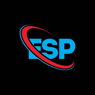 ESP logosu. ESP harfi. ESP harf logosu tasarımı. Çember ve büyük harfli monogram logosuna bağlı baş harfler. Teknoloji, iş ve emlak markası için ESP tipografisi.