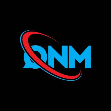 QNM logosu. QNM mektubu. QNM harf logosu tasarımı. Çember ve büyük harfli monogram logosuna bağlı QNM logosu. Teknoloji, iş ve emlak markası için QNM tipografisi.