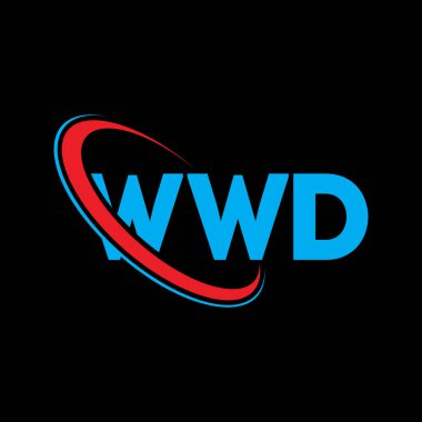 WWD logosu. WWD mektubu. WWD mektup logosu tasarımı. Çember ve büyük harfli monogram logosuna bağlı baş harfler WWD logosu. WWD teknoloji, iş ve gayrimenkul markası tipografisi.