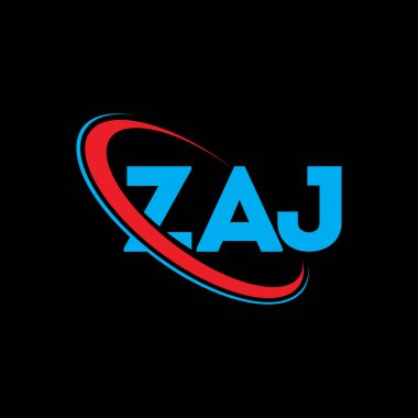 ZAJ logosu. ZAJ mektubu. ZAJ harf logosu tasarımı. Çember ve büyük harfli monogram logosuna bağlı baş harfler ZAJ logosu. Teknoloji, iş ve emlak markası için ZAJ tipografisi.