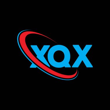 XQX logosu. XQX harfi. XQX harfli logo tasarımı. Çember ve büyük harfli monogram logosuna bağlı XQX logosu. Teknoloji, iş ve emlak markası için XQX tipografisi.
