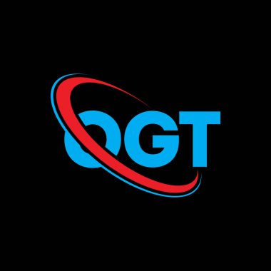 OGT logosu. OGT mektubu. OGT harf logosu tasarımı. Çember ve büyük harfli monogram logosuna bağlı baş harfler OGT logosu. Teknoloji, iş ve emlak markası için OGT tipografisi.