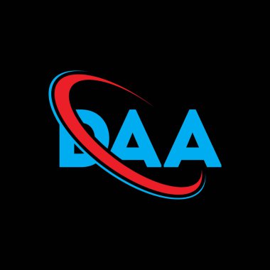 DAA logosu. Savcılık mektubu. DAA mektup logosu tasarımı. Çember ve büyük harfli monogram logosuna bağlı olan DAA logosu. Teknoloji, iş ve emlak markası için DAA tipografisi.