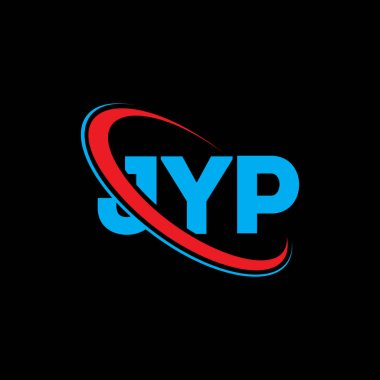 JYP logosu. JYP mektubu. JYP harf logosu tasarımı. Çember ve büyük harfli monogram logosuna bağlı JYP logosu. Teknoloji, iş ve emlak markası için JYP tipografisi.