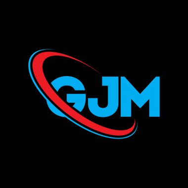 GJM logosu. GJM mektubu. GJM mektup logosu tasarımı. Çember ve büyük harfli monogram logosuyla birleştirilmiş GJM logosu. Teknoloji, iş ve emlak markası için GJM tipografisi.