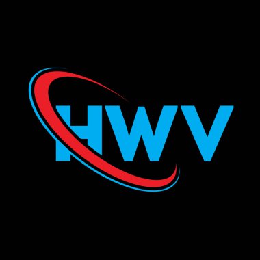 HWV logosu. HWV mektubu. HWV harf logosu tasarımı. Çember ve büyük harfli monogram logosuna bağlı HWV logosu. Teknoloji, iş ve emlak markası için HWV tipografisi.