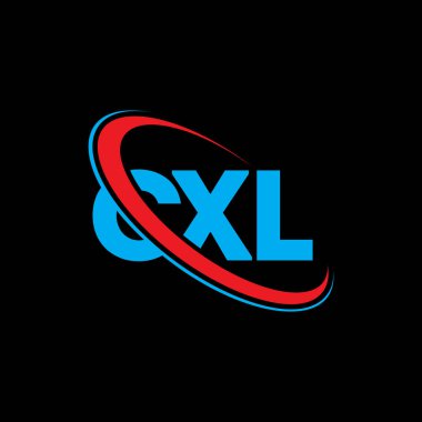 CXL logosu. CXL harfi. CXL harf logosu tasarımı. Çember ve büyük harfli monogram logosuna bağlı baş harfler. Teknoloji, iş ve emlak markası için CXL tipografisi.