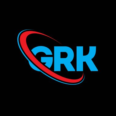 GRK logosu. GRK mektubu. GRK mektup logosu tasarımı. Çember ve büyük harfli monogram logosuna bağlı GRK logosu. Teknoloji, iş ve emlak markası için GRK tipografisi.
