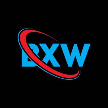 BXW logosu. BXW mektubu. BXW harf logosu tasarımı. Çember ve büyük harfli monogram logosuna bağlı baş harfler BXW logosu. Teknoloji, iş ve emlak markası için BXW tipografisi.