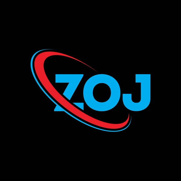 Zoj Logosu Zoj Mektubu Zoj Harf Logosu Tasarımı Çember Büyük — Stok Vektör