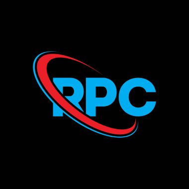 RPC logosu. RPC mektubu. RPC harf logosu tasarımı. Çember ve büyük harfli monogram logosuna bağlı RPC logosu. Teknoloji, iş ve emlak markası için RPC tipografisi.