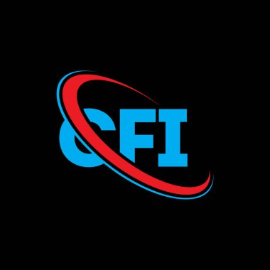 CFI logosu. CFI mektubu. CFI harf logosu tasarımı. Çember ve büyük harfli monogram logosuyla birleştirilmiş CFI logosu. Teknoloji, iş ve emlak markası için CFI tipografisi.