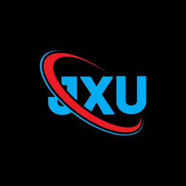 JXU logosu. JXU mektubu. JXU mektup logosu tasarımı. Çember ve büyük harfli monogram logosuyla birleştirilmiş JXU logosu. Teknoloji, iş ve emlak markası için JXU tipografisi.