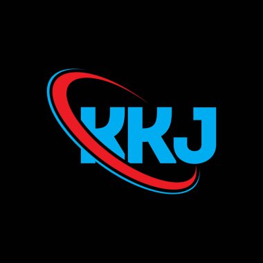 KKJ logosu. KKJ mektubu. KKJ harf logosu tasarımı. Çember ve büyük harfli monogram logosuna bağlı baş harfler KKJ logosu. Teknoloji, iş ve emlak markası için KKJ tipografisi.