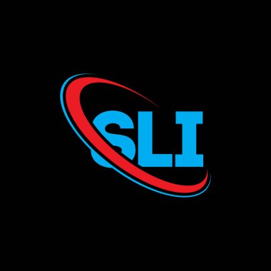 SLI logosu. SLI mektubu. SLI harf logosu tasarımı. Çember ve büyük harfli monogram logosuna bağlı SLI logosu. Teknoloji, iş ve emlak markası için SLI tipografisi.