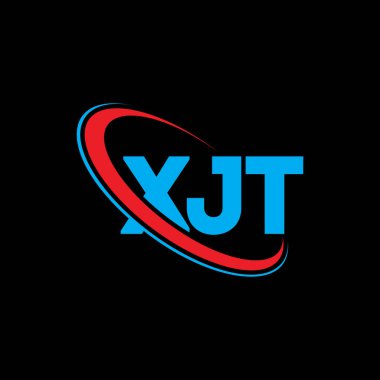 XJT logosu. XJT mektubu. XJT harf logosu tasarımı. Çember ve büyük harfli monogram logosuna bağlı XJT logosu. Teknoloji, iş ve emlak markası için XJT tipografisi.