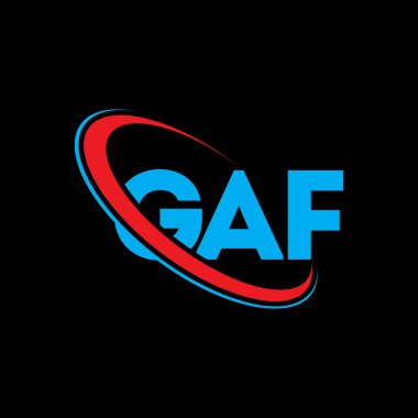 GAF logosu. GAF mektubu. GAF harf logosu tasarımı. Çember ve büyük harfli monogram logosuyla birleştirilmiş GAF logosu. Teknoloji, iş ve emlak markası için GAF tipografisi.