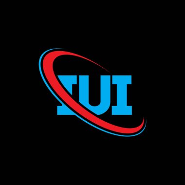 IUI logosu. IUI mektubu. IUI harf logosu tasarımı. Daireye ve büyük harfli monogram logosuna bağlı ilk logo. Teknoloji, iş ve emlak markası için IUI tipografisi.