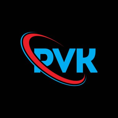 PVK logosu. PVK mektubu. PVK harf logosu tasarımı. Çember ve büyük harfli monogram logosuyla birleştirilmiş PVK logosu. Teknoloji, iş ve emlak markası için PVK tipografisi.