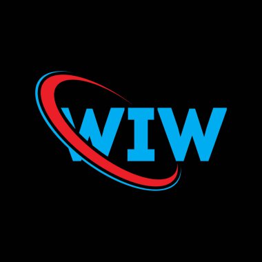 WIW logosu. Dul mektubu. WIW harfli logo tasarımı. Çember ve büyük harfli monogram logosuna bağlı WIW logosu. WIW teknoloji, iş ve gayrimenkul markası tipografisi.