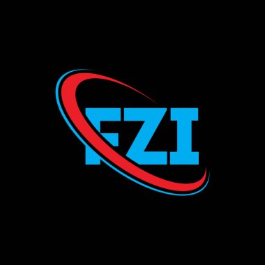 FZI logosu. FZI mektubu. FZI harf logosu tasarımı. Çember ve büyük harfli monogram logosuna bağlı baş harfler FZI logosu. Teknoloji, iş ve emlak markası için FZI tipografisi.