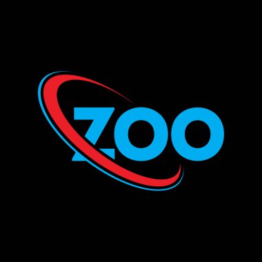 Hayvanat bahçesi logosu. Hayvanat bahçesi mektubu. Zoo harfli logo tasarımı. Çember ve büyük harfli monogram logosuna bağlı baş harfler ZOO logosu. Teknoloji, iş ve emlak markası için hayvanat bahçesi tipografisi.