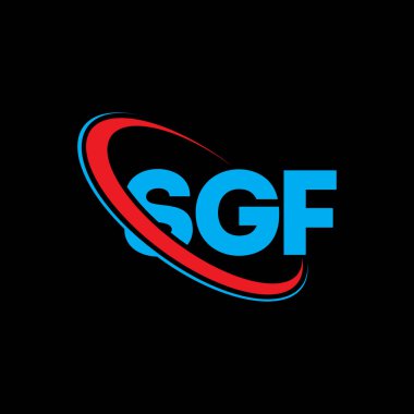 SGF logosu. SGF mektubu. SGF harf logosu tasarımı. Çember ve büyük harfli monogram logosuna bağlı baş harfler SGF logosu. Teknoloji, iş ve emlak markası için SGF tipografisi.