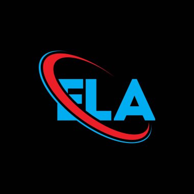 ELA logosu. ELA mektubu. ELA mektup logosu tasarımı. Çember ve büyük harfli monogram logosuyla birleştirilmiş ELA logosu. ELA teknoloji, iş ve gayrimenkul markası tipografisi.