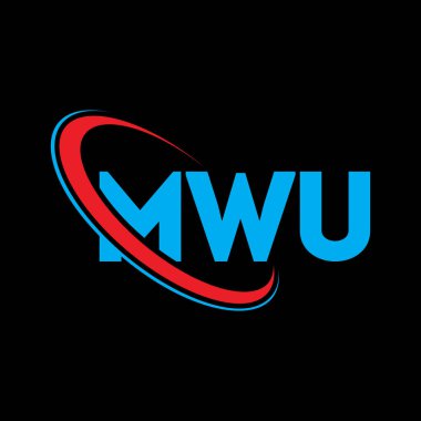 MWU logosu. ÇUB mektubu. MWU mektup logosu tasarımı. Çember ve büyük harfli monogram logosuna bağlı baş harfler. Teknoloji, iş ve emlak markası için MWU tipografisi.