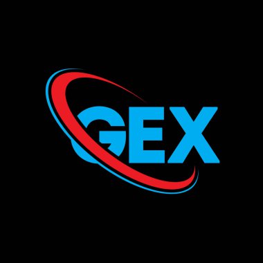 GEX logosu. GEX mektubu. GEX harfli logo tasarımı. Çember ve büyük harfli monogram logosuna bağlı baş harfler GEX logosu. Teknoloji, iş ve emlak markası için GEX tipografisi.