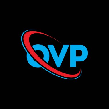 OVP logosu. OVP mektubu. OVP mektup logosu tasarımı. Çember ve büyük harfli monogram logosuna bağlı baş harfler OVP logosu. Teknoloji, iş ve emlak markası için OVP tipografisi.