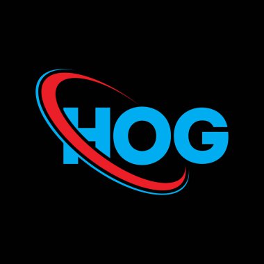 HOG logosu. HOG mektubu. HOG mektup logosu tasarımı. Çember ve büyük harfli monogram logosuna bağlı ilk HOG logosu. Teknoloji, iş ve emlak markası için HOG tipografisi.