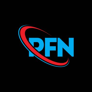 PFN logosu. PFN mektubu. PFN harf logosu tasarımı. Çember ve büyük harfli monogram logosuna bağlı baş harfler PFN logosu. Teknoloji, iş ve emlak markası için PFN tipografisi.