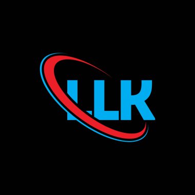 LLK logosu. LLK mektubu. LLK harf logosu tasarımı. Çember ve büyük harfli monogram logosuna bağlı ilk LLK logosu. Teknoloji, iş ve emlak markası için LLK tipografisi.